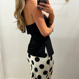 LBK WHITE POLKA DOT MAXI SKIRT