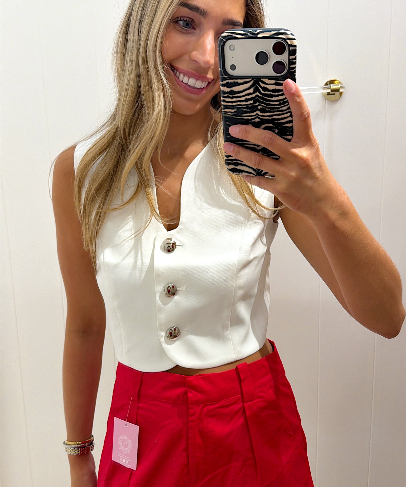 LBK WHITE BUTTON TOP