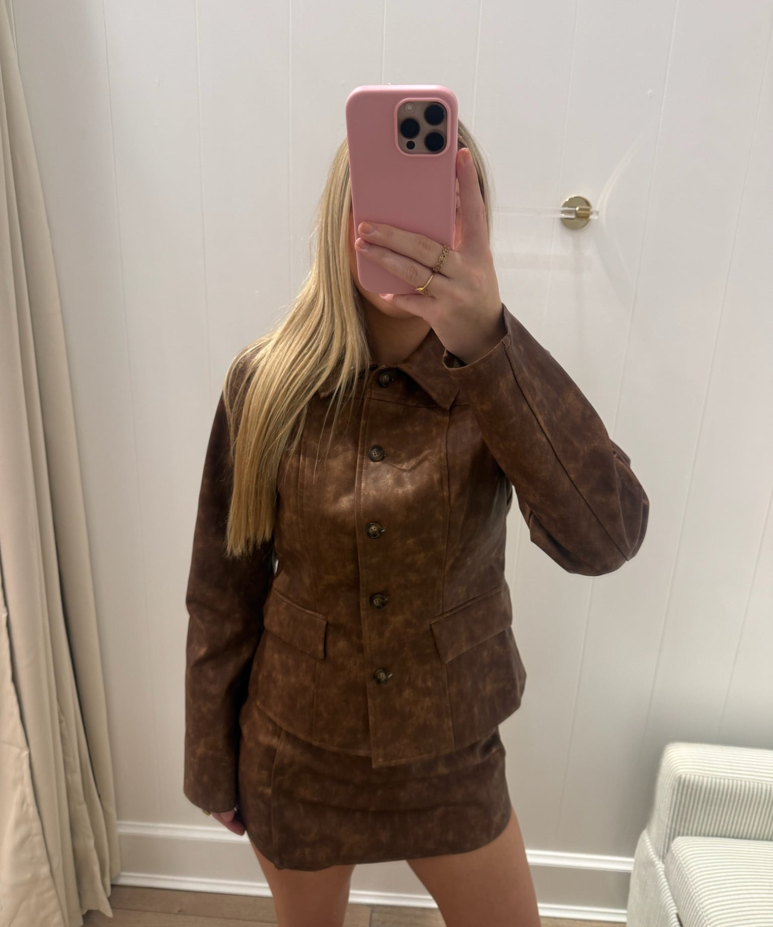 LBK CHESTNUT SUEDE JACKET & SKORT SET