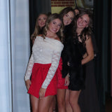 Cream Studded Floral-Lace Off-Shoulder Top