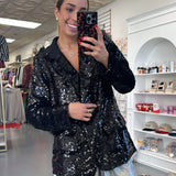 BLACK SEQUIN BLAZER (size large left)