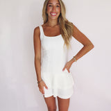 WHITE RUFFLE HEM MINI ROMPER