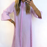 ORCHID STRIPED CASUAL MAXI SHIRT DRESS