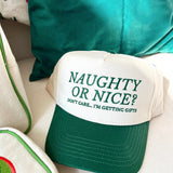 Naughty or Nice? Don't Care - Green Vintage Trucker Hat