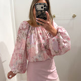 PINK BECCA LACE CHIFFON MINI SKIRT