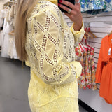 Yellow Embroidered Button Down Set
