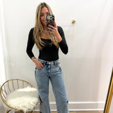 LBK STAR MID RISE STRIGHT DENIM PANTS
