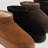 Black Chic Leather Mini Fur Boots