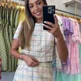 Ivory Outlined Tweed Set