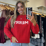 Red Merry Knit Sweater Top