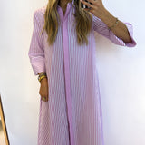 ORCHID STRIPED CASUAL MAXI SHIRT DRESS