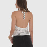 POLKA DOT HALTER SATIN TOP