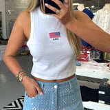USA WHITE EMBROIDERED TANK
