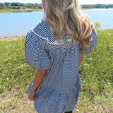 Black Gingham Mini Tie Dress