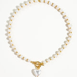 WHITE CLASSIC PEARL HEART NECKLACE