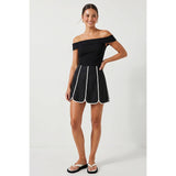 Shell Panel Linen Skort: Off White / S