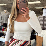 WF IVORY SQUARE NECK STRETCH TOP
