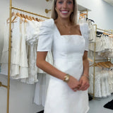 WHITE SHIMMER JACQUARED MINI DERSS