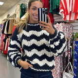 NAVY / WHITE CHUNKY KNIT SWEATER