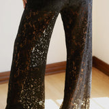 Black Lace Blazer Pant Set