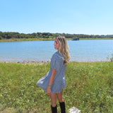 Black Gingham Mini Tie Dress