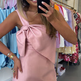 Pink One Shoulder Bow Dress