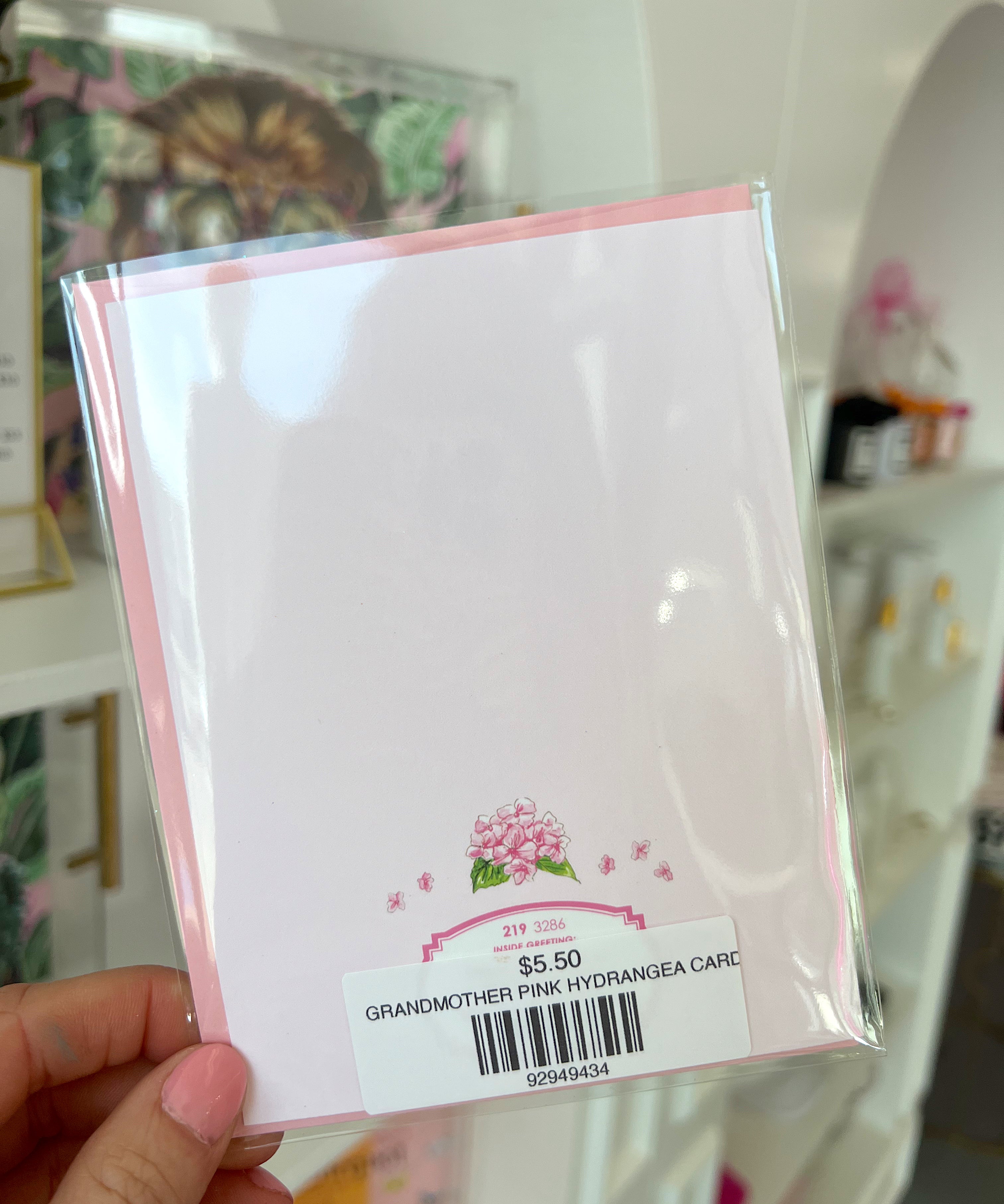 GRANDMOTHER PINK HYDRANGEA CARD