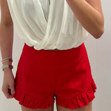 LBK RED ELLE RUFFLED SHORTS