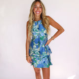 WILLA FLORAL MAIZE JACQUARED SLEEVELESS TOP / SKIRT