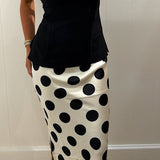 LBK WHITE POLKA DOT MAXI SKIRT