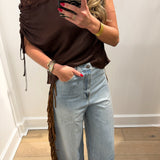 LBK BROWN FRINGE PANTS