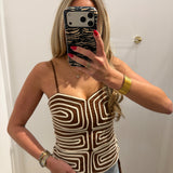 LBK BROWN EMBROIDERED STICHED TOP