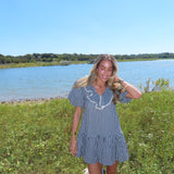 Black Gingham Mini Tie Dress