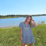 Black Gingham Mini Tie Dress