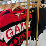 RED / BLACK / WHITE COLORBLOCK GAMEDAY TOP (size XL left)