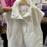 White Mock Neck Sherpa Vest