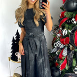 DENIM WASHED MIDI DRESS