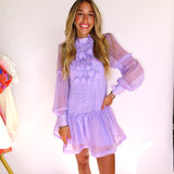 LAVENDER FLOWER DETAIL MINI DRESS