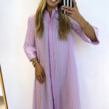 ORCHID STRIPED CASUAL MAXI SHIRT DRESS