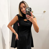 BLACK CHIFFON SCARF DRESS