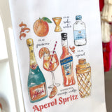 KITCHEN TOWEL HANDPAINTED APEROL SPRITZ RECIPE