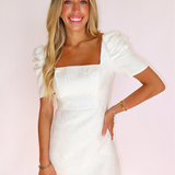 WHITE SHIMMER JACQUARED MINI DERSS