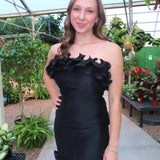 BLACK RUFFLE MINI STRAPLESS DRESS