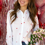 HEART POPLIN EMBROIDERY BLOUSE