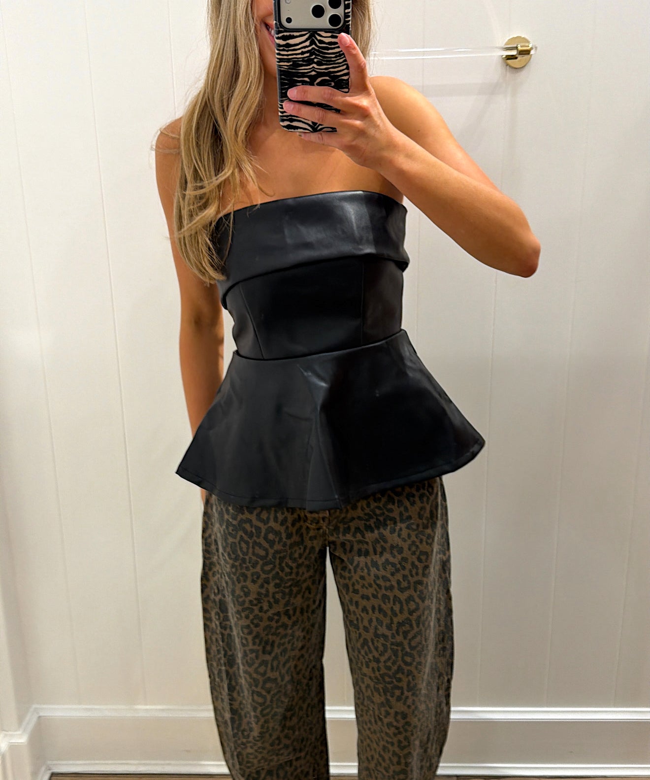 LEOPARD PRINT BARREL JEANS