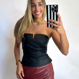 BURGUNDY RUFFLE HEM SKIRT (size large left)