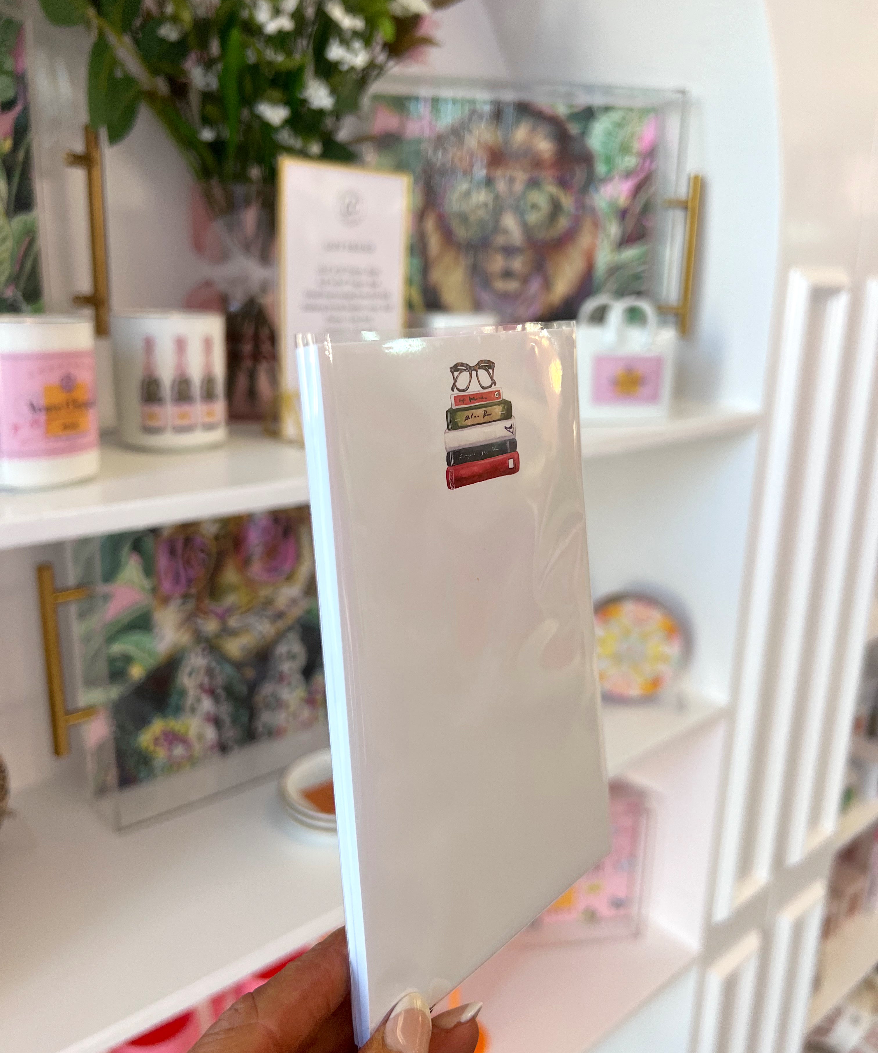BOOK STACK WITH GLASSES NOTEPAD