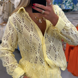 Yellow Embroidered Button Down Set
