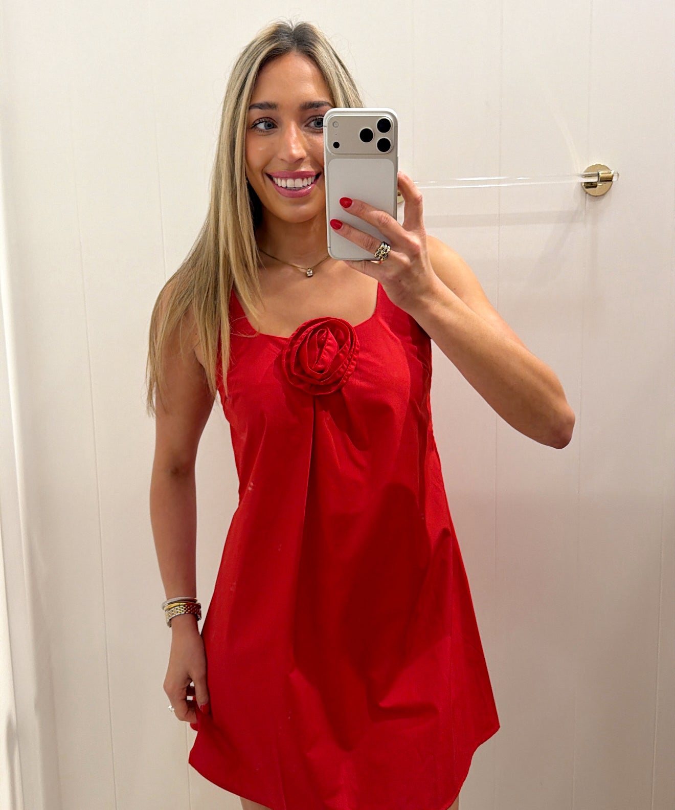 LBK RED A LINE 3D ROSE MINI DRESS