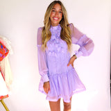 LAVENDER FLOWER DETAIL MINI DRESS